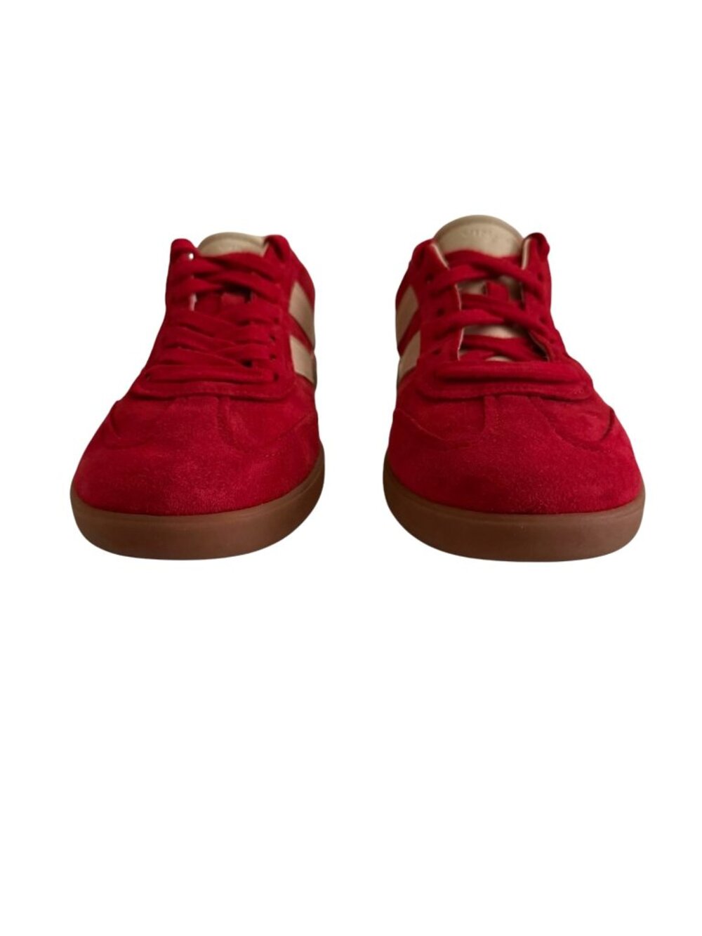 Vince Oasis Bicolor Leather Sneakers In Red Suede Beige Leather Gum Sole Size 8 - Picture 5 of 12